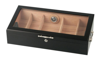 Humidor "Passatore schwarz mit Sichtfenster" für ca. 150 Zigarren